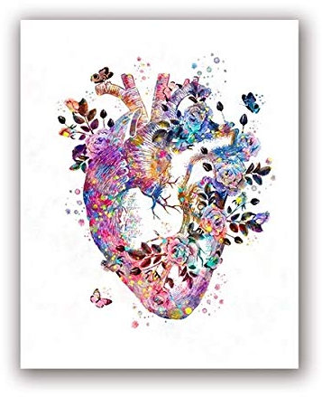Menschliches Herz Anatomie Vintage Poster druckt Medizin Organe Kunst Aquarell Leinwand Malerei, für Ärzte Büro Wanddekoration Kein Rahmen (Size : 60x80 cm No Frame)