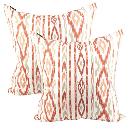 TRESMESTRES Fundas de Cojines para Sofá de Jardín, Terraza y Salón y Fundas de Cojines para Cama Decorativos - Ikat Mediterráneo - Cubierta de Cojín 50x50 cm - Set de 2, Rojo
