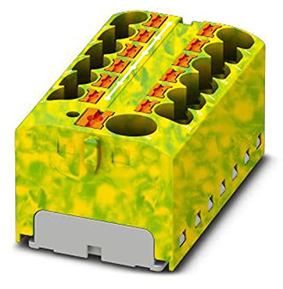 PHOENIX CONTACT PTFIX 10/12X4 GNYE Verteilerblock, 46.3mm Breite, 21.7mm Höhe, 24-10 AWG, 450V Nennspannung, 32A Nennstrom, 13 Anschlüsse, 0.2mm²- 6 mm² Querschnitt, Grün/Gelb, 8 Stück