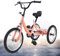 16-Zoll Kinder Dreirad Single Speed, Orange Fahrrad 3 Räder+Großem Korb, 18T Schwungrad
