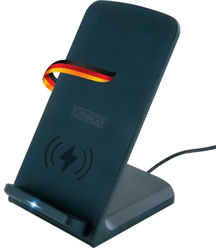 SCHWAIGER QLS10S 513 QI Smartphone Ladestation Ladeständer Induktionsladen kabellos Aufladen Charger Stand Wireless 10W induktiv schwarz