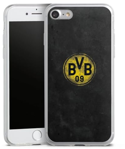 Slim Case kompatibel mit Apple iPhone SE 2022 Silikon Handyhülle transparent Hülle extra dünn Borussia Dortmund BVB Fanartikel