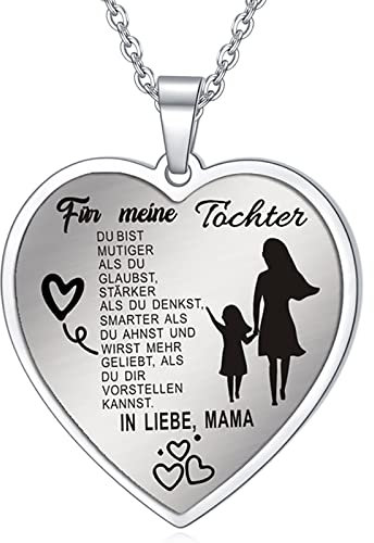 YOTHIWAD Halskette für Tochter herz anhänger Tochter Kette mit inspirierendem Text an meine tochter Halskette Schmuck Geschenke für Tochter von Mama Papa