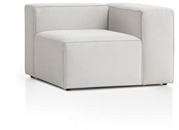 Traumnacht Genua Modular Sofa, individuell kombinierbare Wohnlandschaft, Sitzelement mit Armteil, rechts - strapazierfähiges Möbelgewebe, produziert nach deutschem Qualitätsstandard, weiß
