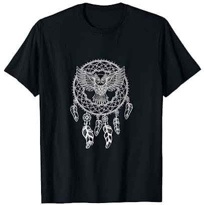 Traumfänger Dreamcatcher mit Eule Meditation T-Shirt