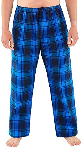 Just Essentials Mens Check Pyjama Trousers Lounge Pants Sets Separates UK Seller - Royal/Black Trousers - X-Large