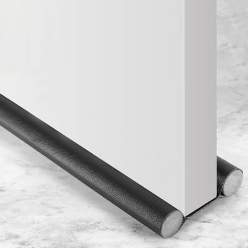 Boudin de Porte, Boudin de Porte pour Portes, Boudin de Porte avec Double Joint, Boudin de Porte, antibruit, Porte Boudin de Porte, Joint de Porte avec Ajustement idéal (Gris) (Noir, 96CM)