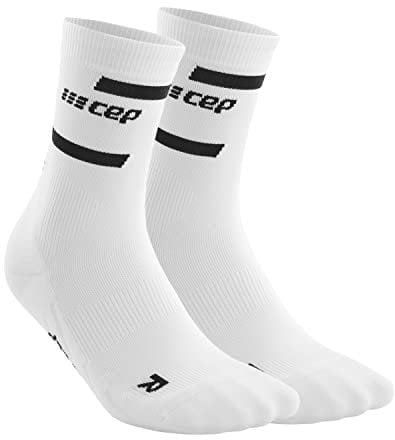 CEP - 2er-Paar THE RUN COMPRESSION SOCKS MID CUT für Damen | Doppelpack | 2er Pack mittellange Laufsocken mit Kompression | Regenerierende Kompressionsstrümpfe für Frauen | Weiß | Gr. II | S