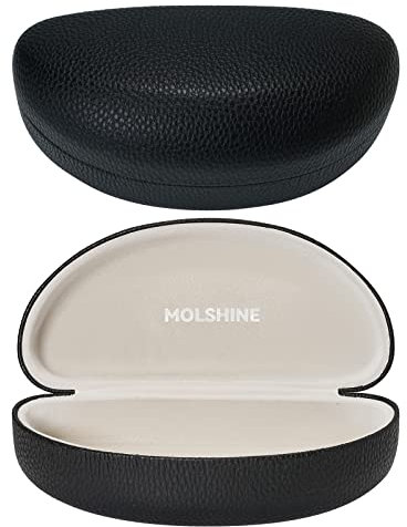 molshine Hard Shell Sunglasses Case,Classic Large Glasses Case for Sunglass,Eyeglasses with Cleaning Cloth,Pocket (Black)