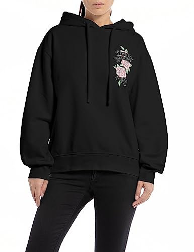 Replay Damen Hoodie aus Baumwolle, Black 098 (Schwarz), L