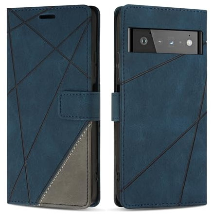 SONWO Hülle für Google Pixel 6 Pro Hülle, Premium PU Leder Handyhülle Wallet Silikon Schutzhülle Klapphülle für Google Pixel 6 Pro, Blau