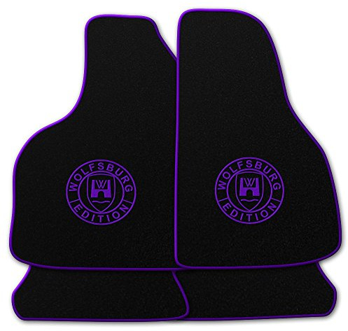 AUTOTEPPICH-Stylers NF100 Schwarze Fußmatten passend für VW ID.3 ab 2019- mit Logo Wolfsburg Edition WOB und Rand in violett