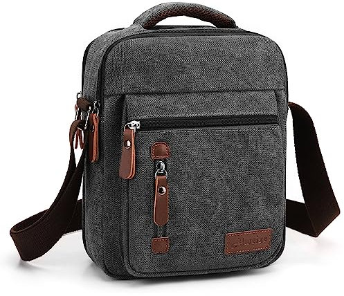 Foino Schultertaschen Herren Handtasche mit Viele Taschen Umhängetasche Große Kapazität Seitentasche Reisetasche Canvas Tablette Schule Büchertasche für Reisen