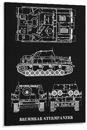 BRUMMBAR STURMPANZER Tank Zeichnungen Minimalismus Blaupausen Bild Druck Wandkunst Poster Malerei Leinwand Poster Kunstwerke