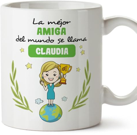 MUGFFINS Tazas Personalizadas para AMIGA - En Español - Eres Mejor del Mundo - 11 oz / 330 ml - Regalo personalizable original y divertido