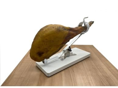 FERRETERIA LEPANTO Jamonero basculante e Giratorio, Soporte Jamonero Modelo Future con Base de Fibra Efecto mármol Blanco. Jamonera Profesional para jamoneres y paletillas