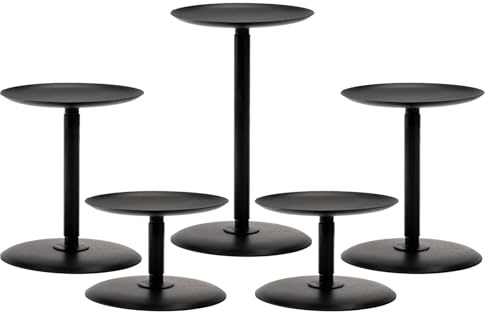 Homemory Fall Halloween Table Decor, Black Metal Candle Holders Set of 5