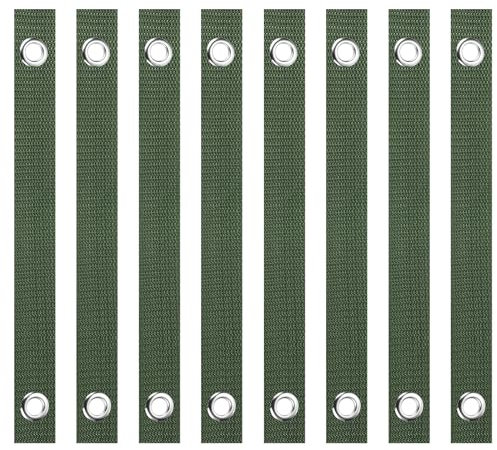 PATIKIL 16 Inch Tree Straps, 8 Pack Tree Support Stakes, Olive Green Nylon Webbing, Straight, Plain