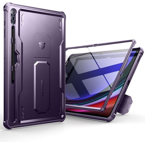 Dexnor for Samsung Galaxy Tab S10 Ultra/S9 Ultra/S8 Ultra Case, [Built in Screen Protector and Kickstand] Heavy Duty Military Grade Protection Shockproof Protective Cover - Purple