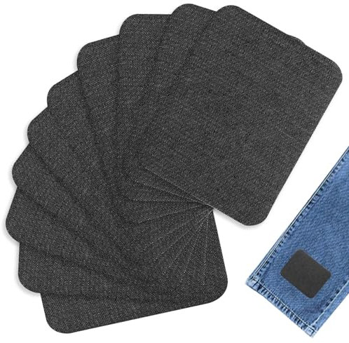 10 Pcs Iron On Patches Large Size Patches for Cloth Washable Cloth Jeans Patches Classic Black Denim Repair Patches for Jeans Bags Shoes Pants Black