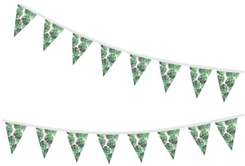 PRETYZOOM 2 Sets Hawaiian Bunting Banner Decorations Set Tropical Flag Party Supplies