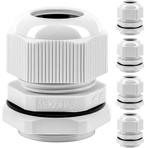 Kabelverschraubung Set, Gorffy 5 Stück IP68 Kabeldurchführung Wasserdicht M32 Kabelverschraubungen für Outdoor Garten Schaltkasten Abzweigkasten, Kunststoff Nylon Kabeldurchführungen