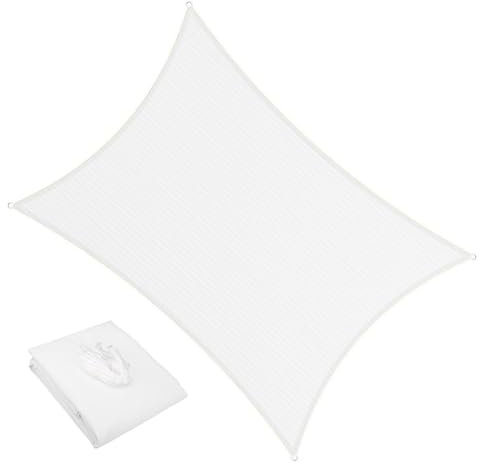 YSMSMZJK Sonnenschutz für den Außenbereich, Terrasse, regenfest, atmungsaktiv, UV-beständig, einfache Installation mit Hardware-Kit, Lona Para, Terrasse, Para El Sol Y Agua, Weiß, 3 m x 5 m