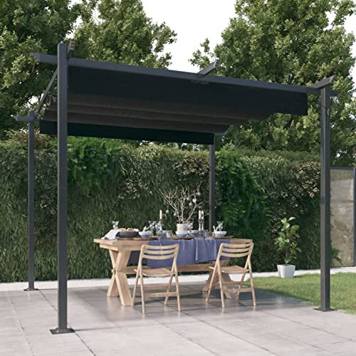 Gecheer Pavillon mit Ausziehbarem Dach Faltpavillon Pavillons Gartenzelt Gartenpavillon Partyzelt Terrassenpavillon Bierzelt Gartenlaube für Garten, Hof, UV- und Wasserbeständig,3x3 m Anthrazit