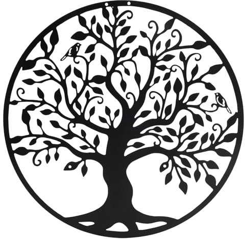 Odeip Tree of Life Wall Decoration - Metal Wall Art Outdoor Round Garden Decor Hanging Decoration for Home Living Room Garden Balcony Indoor Outdoor Ornament