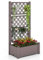 GOPLUS Jardinière Surélevée avec Treillis, avec Trou de Drainage, Moniteur de Niveau d'eau, Carré Potager avec Treillis pour Plantes Grimpantes en PP pour Jardin, Cour, Balcon, 76x45x150cm (Brun)