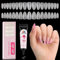 EBANKU Build on Apex Natural Nail Tips, 16 Sizes 160 PCS Medium Almond Clear Acrylic Full Cover Press on Nail Tips with Builder Glue, Pre-applied Tip Primer & Base Coat
