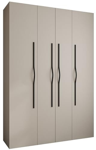 MEBLE KRYSPOL Como 2 Schrank mit 4 Türen - Kleiderschrank - Garderobe - Aufbewahrungsschrank für Schlafzimmer, Jugendzimmer, Kinderzimmer - 245,5x170x50cm - Kaschmir, Schwarz