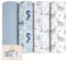 Yoofoss 4er Pack Baby Pucktuch 120x120 cm Mullwindeln aus Baumwolle und Bambus Wickeltuch Swaddle Decke Tücher als Babydecke Puckdecke Mulltücher Badetuch Wickeldecke