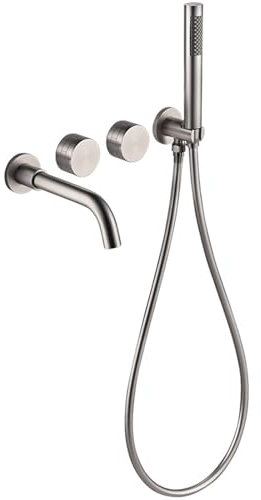 Badewanne Armatur Badewannenarmatur mit Brause Gebürstet Wasserhahn Dusche Badewanne 360° Schwenkbar Einhebelmischer Mischbatterie Dusche Unterputz
