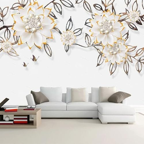 Vlies Tapeten Wandtapete Orchidee Größe:W400CMxH280CM 3D Wandbild Tapete Vlies Tapete Wandtapete Tapete Wohnzimmer Wanddekoration Fototapete 3D Tapete Effekt Wandbild