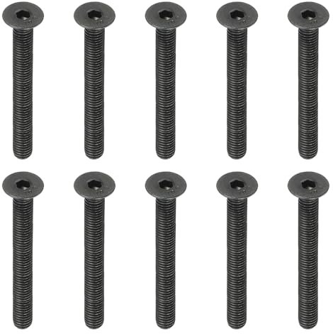 PATIKIL M8 x 80mm Viti a Testa Piatta con Esagono Incassato 10 Pezzi Bulloni a Testa Svasata in Acciaio al Carbonio Medio Viti Testa Esagonale Filettatura Completa Ossido Nero Grado 10,9