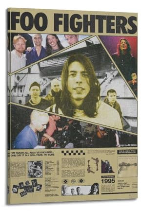 MEIYIYA Foo FightersAlbum-Cover, Musik-Cover, Pop-Musiker-Cover, kreatives Cover, Ölgemälde, Leinwand, Schlafzimmer, ästhetische Heimdekoration, Büro, Wohnzimmer, Dekor, Rahmenstil, 30 x 45 cm