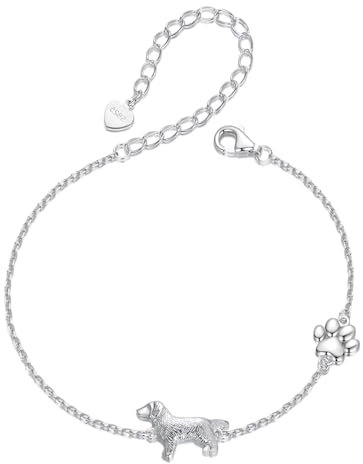 Qings Hund Armband für Haustier Liebhaber 925 Sterling Silber Niedlichen Tier Hunde Pfotenabdruck Verstellbare Link Armband für Frauen Mom Hundeliebhaber