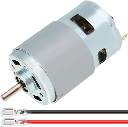 JYUDAUFU 775 Micro Motor DC 12V 10000RPM 24V 20000RPM Electric Double Ball Bearings High Power 150W Mini/Small Motor with 6.3 Spring Wire, for RC Toy Car/Robot/Mini Fan/Electric Drill/UAV/DIY/Test