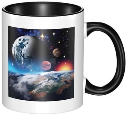 Space Planet - Double Color Ceramic Mug – 11oz Coffee & Tea Drinking Cup with 3D Pattern – Funny Mugs for Cute Gifts