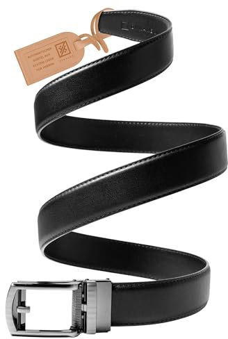 DYKANBO Ledergürtel Herren Schwarz - Automatik Gürtel Herren Gürtel Leder - Belt Men Black - anzug gürtel herren (Schwarz Matt)