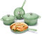 Hisencn Cast Iron Cookware Set, 7 Piece Enamel Cast Iron Set, Sauce Pan, Skillet, Dutch Oven Set, Ceramic Cookware Set, Pots and Pans Set, Gas/Induction Compatible, PFA Free, Come with Organizer