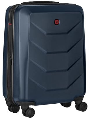 WENGER Prymo Carry-On Hartschalenkoffer, Handgepäck, Trolley, 36 (43) l, Sicherheitsschloss, Damen Herren, Reisen Urlaub, Blau, 653632