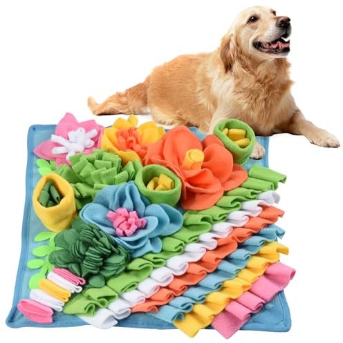 Romon Schnüffelteppich für Hunde – 40x40 cm, Schnüffelmatte als Intelligenzspielzeug für Hunde, Welpen & Katzen, Hundespielzeug mit Rutschfester Unterseite, Waschbar & faltbar