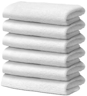 Giovanni Dolcinotti | Set di 6 Asciugamani viso in 100% cotone - 30x30 cm - Extra assorbenti e ad asciugatura rapida - Per Bagno, Spa e Palestra - Bianco - Modello Orlando