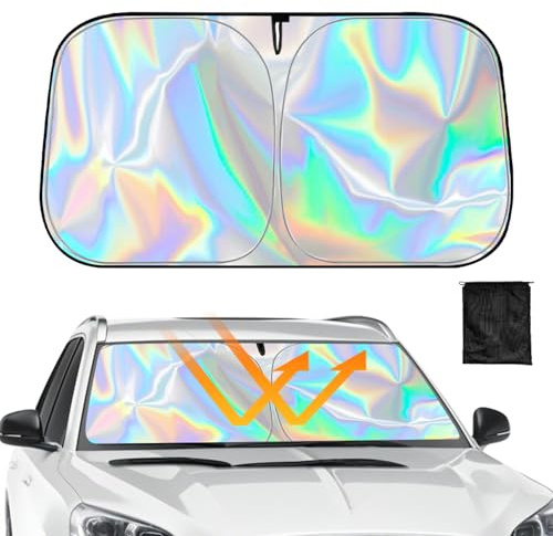 Parasol Coche Delantero, Parasol Paraguas Coche Plegable, Universal Quitasol Coche, Sombrilla Coche con Bolsa de Almacenamiento, Protector Solar Coche para Coches, Camiones, SUVs (145 * 80 cm)