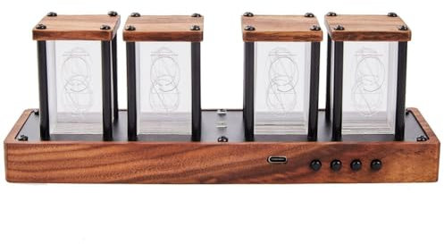 Sunmeit Nixie-RöHrenuhr, Walnuss-Digitaluhr, UnterstüTzt WLAN-Zeitkalibrierung, Alarm und 12/24-Stunden-Anzeige, Kein Zusammenbau Erforderlich