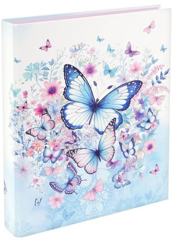 goldbuch 37 133 Ringbuch Schmetterlingsgarten, Ordner, Maße 26 x 32 x 4 cm, Einband Kunstrdruck, Hefter mit 2-Ringmechanik aus Metall, Ringordner DIN A4, Schmetterlings-Motiv, Ringmappe Blau Weiß