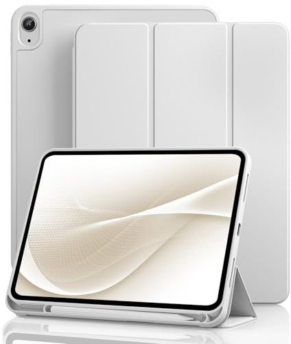ZOPSGYU Case for iPad (A16) 11th/10th Generation 2025/2022 with Pencil Holder, Slim Shockproof Cover with Soft TPU Back Shell for iPad 11 Inch/10.9 Inch, Support Touch-ID, Auto Sleep/Wake, Q-Gray