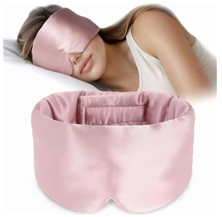 Seiden Schlafmaske 2 stücke Seide Schlaf Maske Weiche Drucklose Schlaf Maske Maulbeerseide for Auge Haut Anti Falten Für Nachtschlaf Nickerchen(Pink)